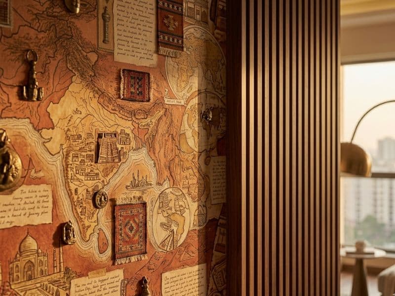 Textured wallpaper in a Noida bedroom installed by Inner Space Creation